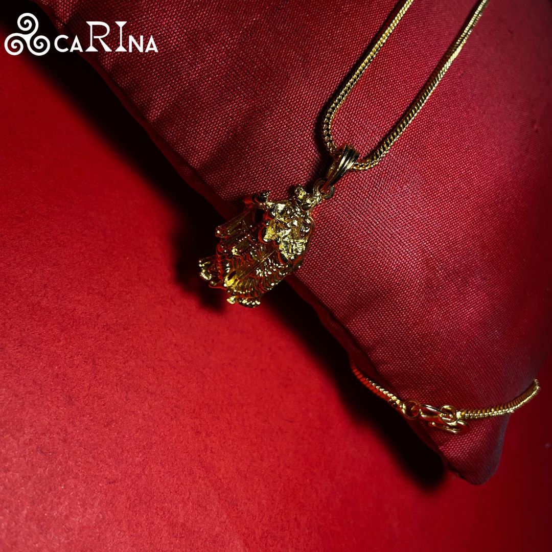 Divine Radha Krishna Gold Pendant