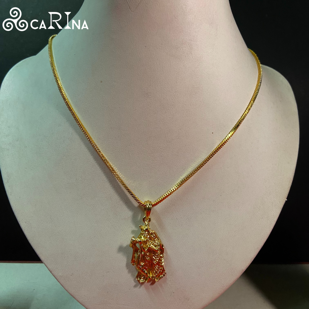 Divine Radha Krishna Gold Pendant
