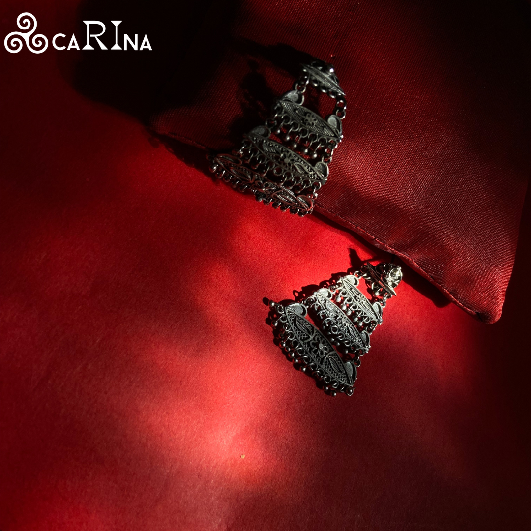 Classic Oxidized Silver Jhumka