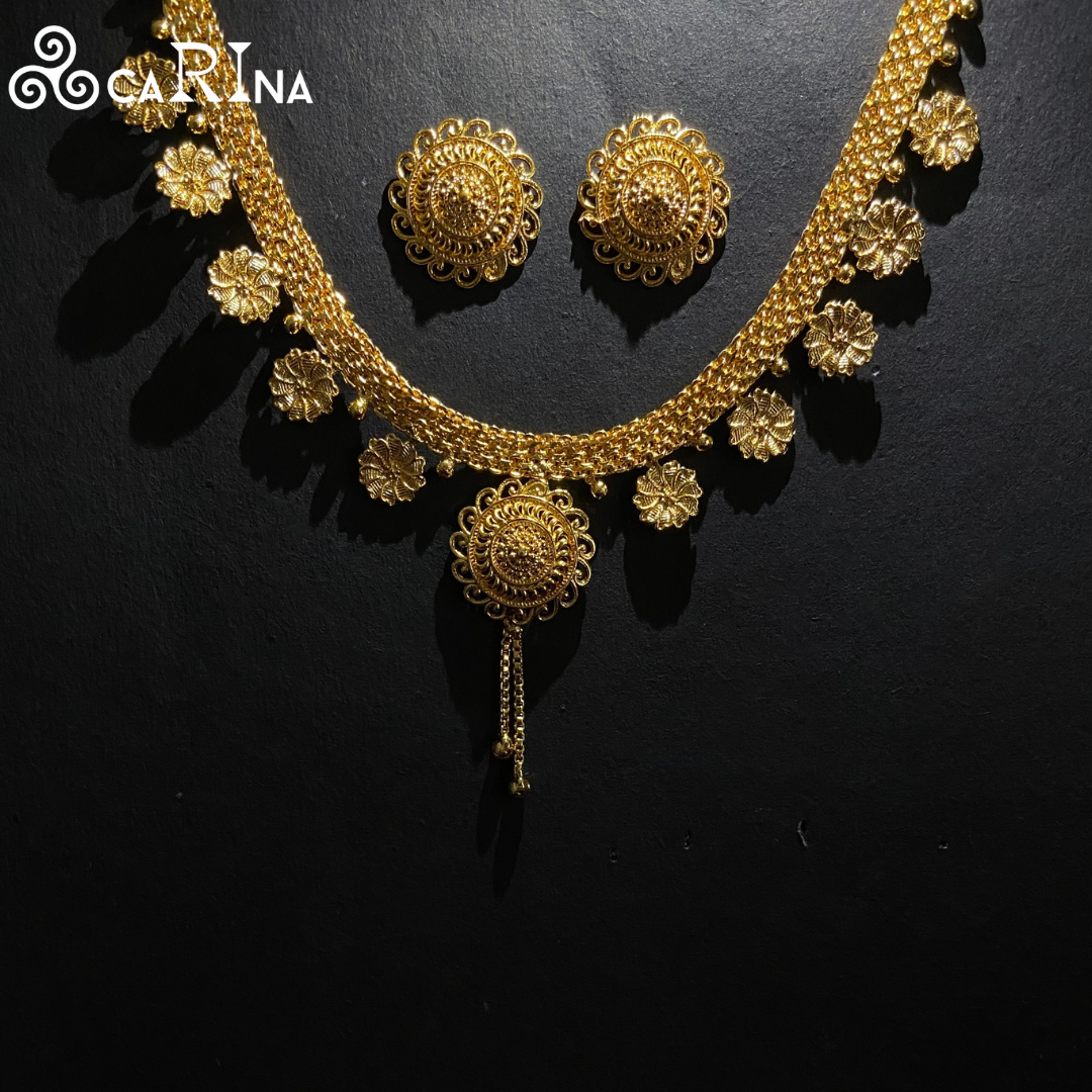 Golden Bloom Coin Necklace Set