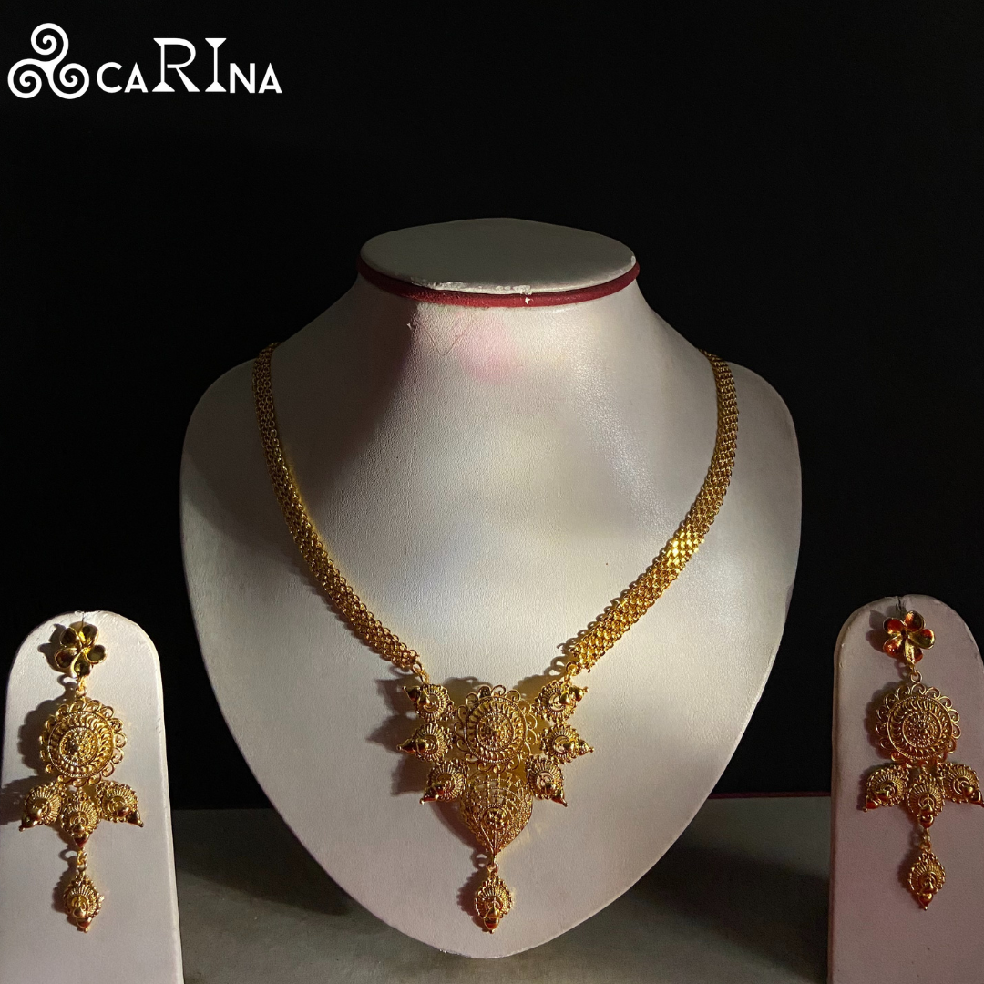 Antique Floral Gold Necklace Set