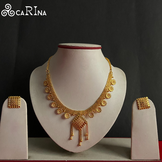 Golden Blossom Traditional Necklace & Earrings Set