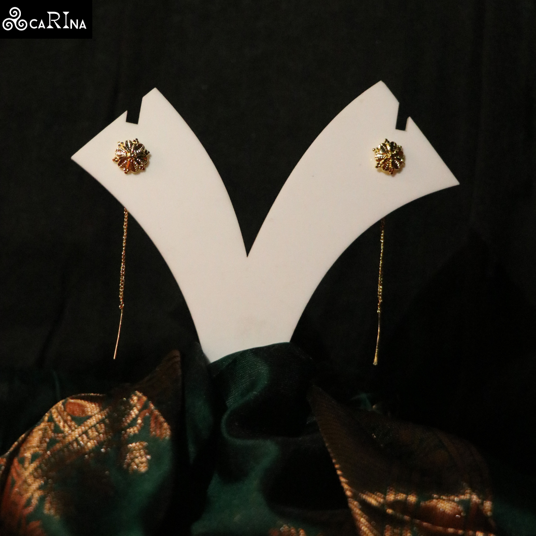 Golden Blossom Thread Earring