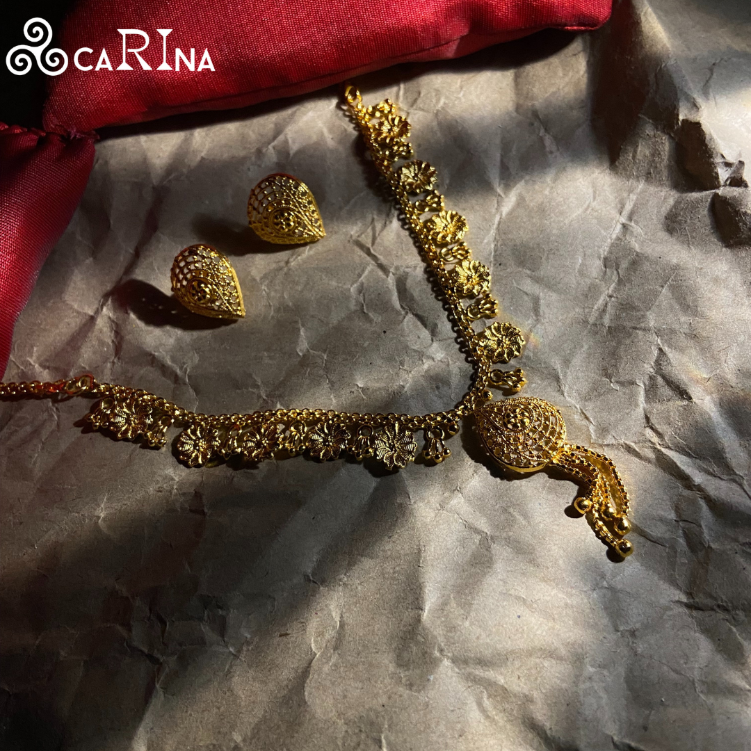 Carina Royal Bloom Gold-Plated Necklace & Earring Set