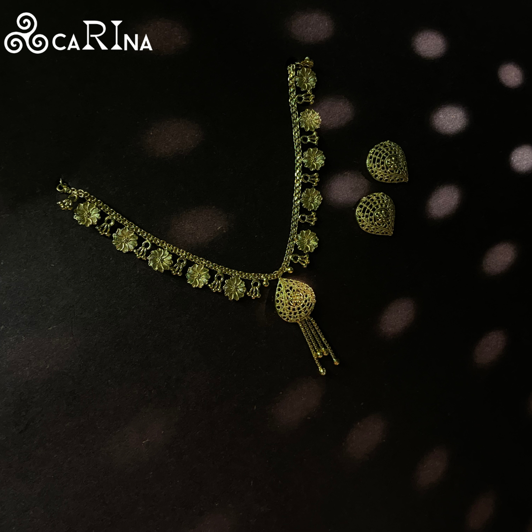 Carina Royal Bloom Gold-Plated Necklace & Earring Set