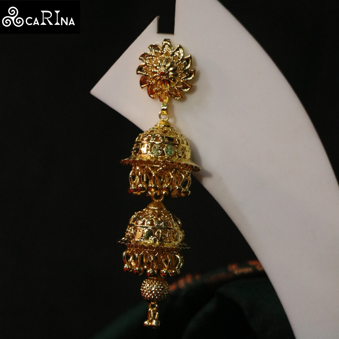 Royal Gold Triple Jhumka