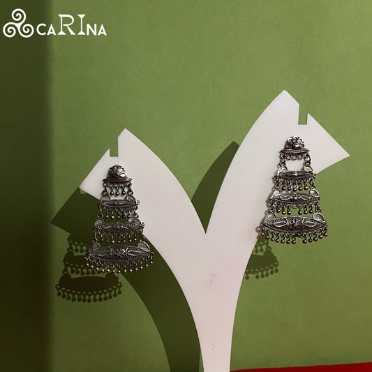 Classic Oxidized Silver Jhumka